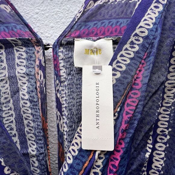 Anthropologie Maeve The Somerset purple women Blue mini 3/4 Dress size 6‎ - Picture 6 of 13